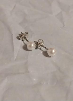 Сережки кульчики срібні перлинки перлини срібло 925 модні стильні можливий обмін розгляну