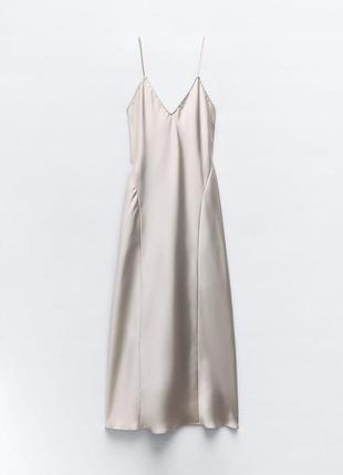 Атласное платье слип с открытой спиной в наличии s5 фото