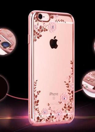 Рожевий силіконовий чохол-накладка з камінцями сваровскі для iphone 7 і iphone 8 (4.7")9 фото