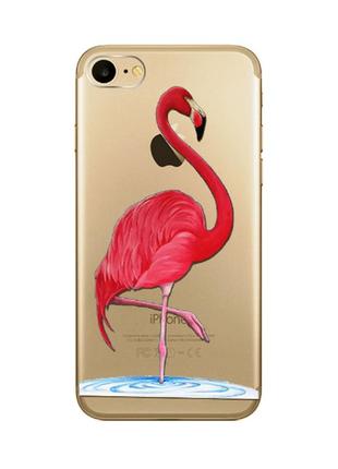 Мягкий ультратонкий силиконовый чехол фламинго для iphone 7 и iphone 8 (4.7")
