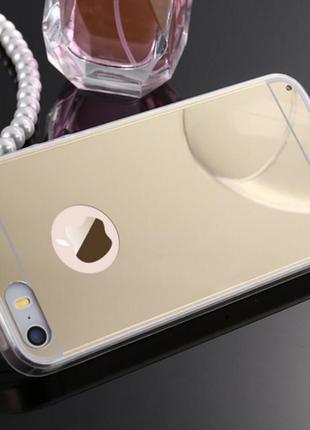 Силиконовый золотой зеркальный чехол для iphone 5/5s
