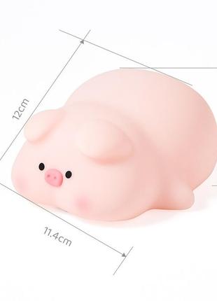 Ночник силиконовый розовая свинка светильник pink pig sleep аккумуляторный7 фото