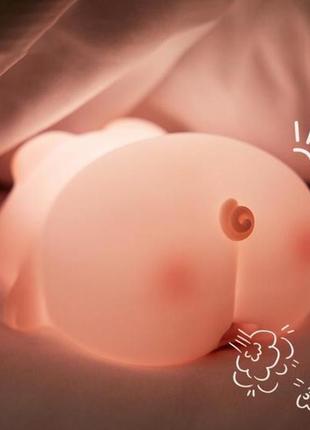 Ночник силиконовый розовая свинка светильник pink pig sleep аккумуляторный8 фото