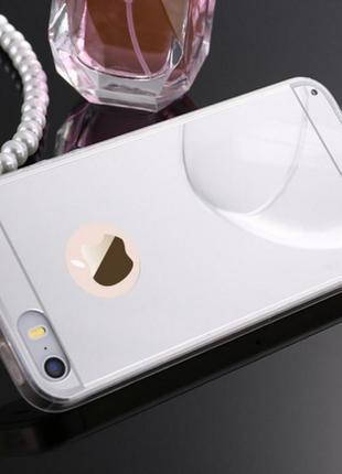 Силиконовый серебрянный зеркальный чехол для iphone 5/5s