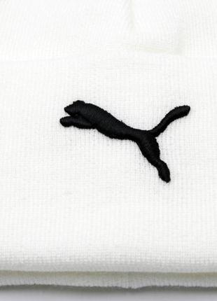 Шапка біла з чорною вишивкою логотипу, демісезонна спортивна з відворотом one size2 фото