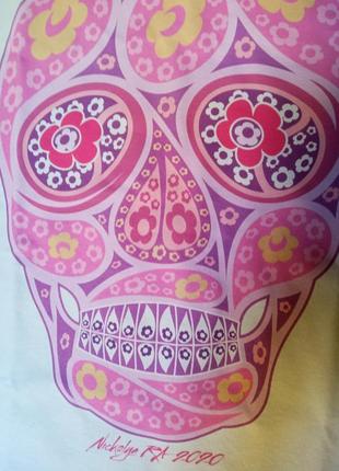 Футболка fruit of the loom в стилі sugar skull дизайнерська3 фото