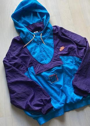 Вінтажний нейлоновий анорак віндбрейкер з капюшоном vintage nike nylon hooded windbreaker