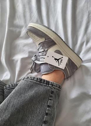 Nike air jordan blanche low blue3 фото
