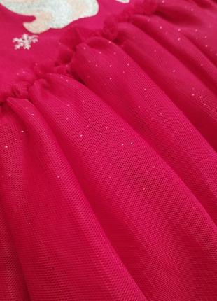 Праздничное новогоднее платье красное с пони primark 4-5 р яркое фатин блестки пайетка платье единорог юбка упаковка фатиновая пышная6 фото