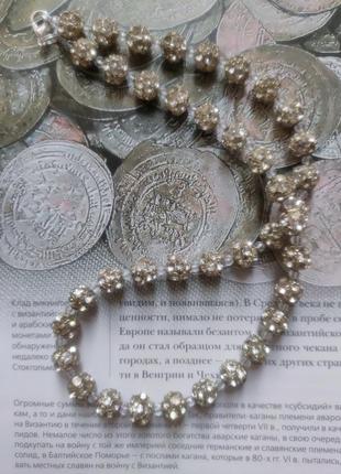 Тренд чокер, колье, ожерелье, подвеска, бусы, намисто, коралі металлические бусины со...