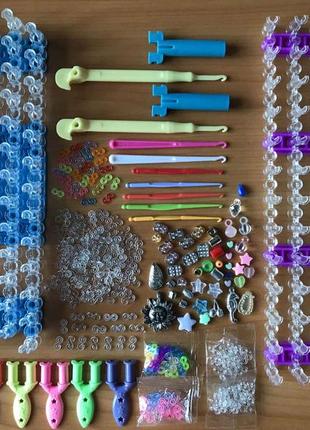 Резинки для плетения браслетов, разноцветные, в упаковке однотонные с разноцветными резинками 36 цве8 фото