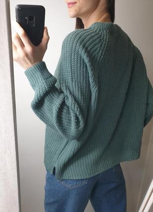 Базовый теплый вязаный свитер джемпер мятного цвета оверсайз vero moda8 фото