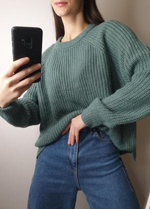 Базовый теплый вязаный свитер джемпер мятного цвета оверсайз vero moda3 фото
