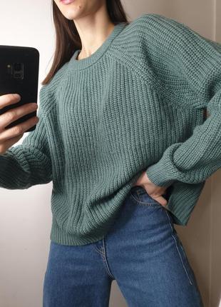 Базовий теплий в'язаний светр джемпер м'ятного кольору оверсайз vero moda1 фото