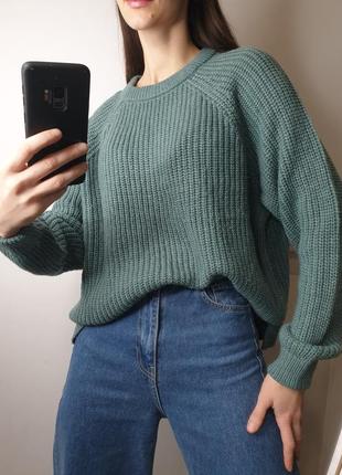 Базовый теплый вязаный свитер джемпер мятного цвета оверсайз vero moda9 фото