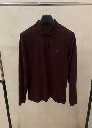 Поло лонгслів allsaints бордовий кофта на довгий рукав