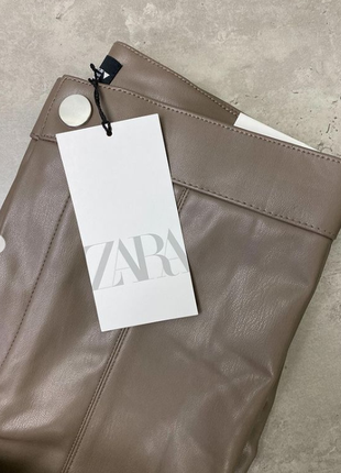 Шкіряні штани ,легінси zara на високій посадці розмір s  оригінал2 фото