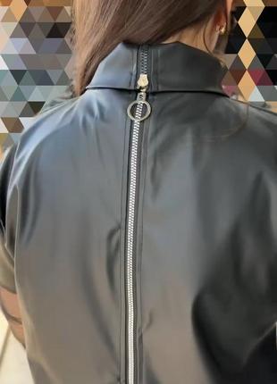 Комплект костюм, платье платье - трапеция из эко кожи + гольф сетка