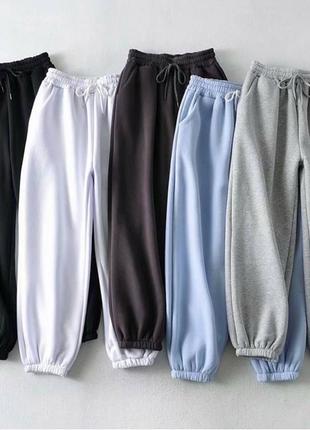 Базовые спортивные джоггеры брюки на флисе и без различного цвета7 фото
