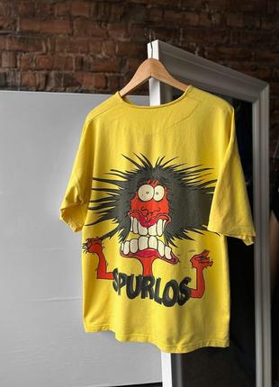 Spurlos banda 90s vintage big graphic print yellow t-shirt very rare винтажная футболка