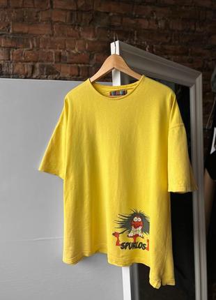 Spurlos banda 90s vintage big graphic print yellow t-shirt very rare винтажная футболка3 фото