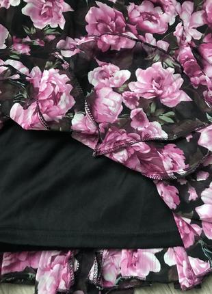 Новая шифоновая юбка клеш, воланы цветочный принт amisu m3 фото