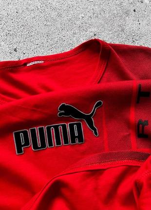 Puma for a new challenge vintage 90s red long sleeve shirt center logo винтажный лонгслив, футболка5 фото