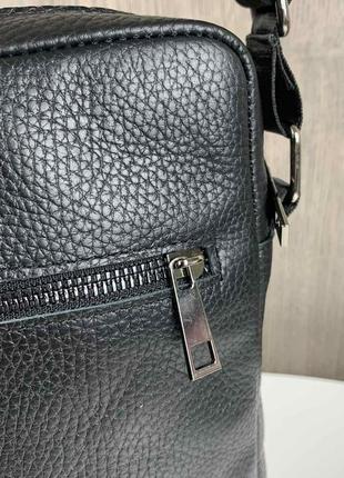 Чоловіча шкіряна модна чорна сумка планшетка, сумка-планшет месенджер з натуральної шкіри8 фото