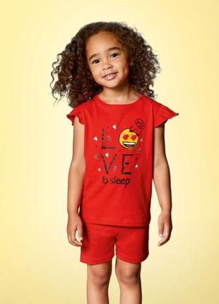 Пижама lupilu emoji 2-3-4-5-6 года лет. футболка и шорты летний костюм комплект набор костюмчик пижамка lidl george primark c&a hm2 фото
