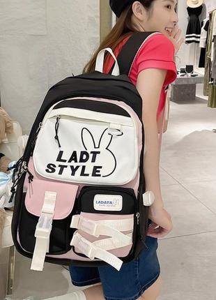 Дитячий шкільний міський рюкзак кролик з брелоком2 фото