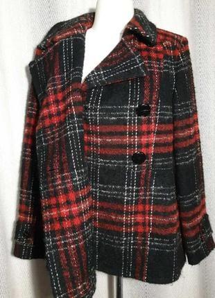 Женская легкая, шикарная, теплая куртка, пальто, двубортный клетчатый пиджак, жакет. клетка альпака4 фото