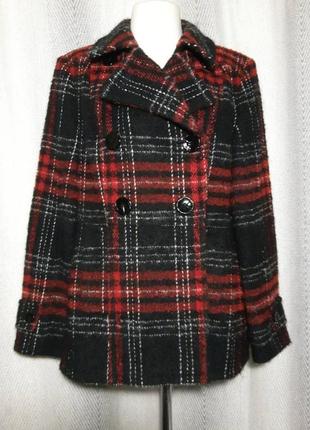 Женская легкая, шикарная, теплая куртка, пальто, двубортный клетчатый пиджак, жакет. клетка альпака1 фото