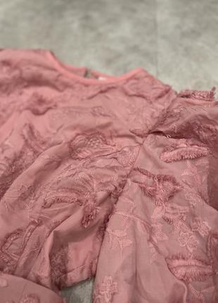 ‼️более 1600 моделей с сайта asos уже в украине!!️ розовое фактурное пышное  платье миди мидакси с поясом и вышивкой asos design6 фото
