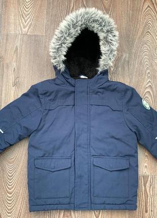 Зимняя куртка для мальчика 4-5 лет 104-110-116 f&amp;f ( демисезонная, темно синяя, парка )1 фото