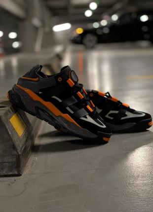Чоловічі кросівки чорні з помаранчевим у стилі adidas date black orange