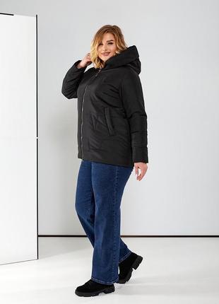 Женская демисезонная куртка батал 063 (р.50-70) черный4 фото