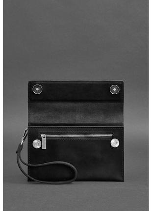 Кожаный мужской клатч-барсетка черный5 фото