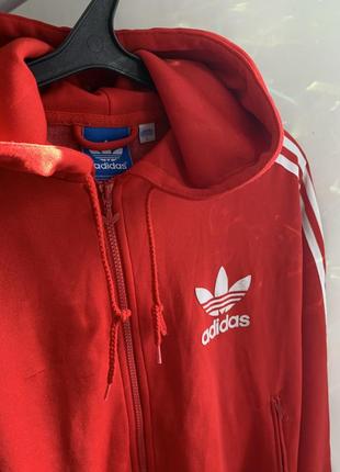 adidas firebird hoodie jacket red 3 stripes track top trefoil logo 90s 850 145576196