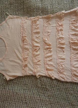 New look персикова майка маєчка туніка "ібіца" з рюшами складками, 100% віскоза5 фото