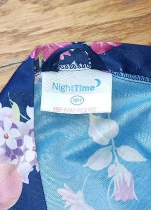 Роскошный длинный халат темно синий цветочный night time3 фото