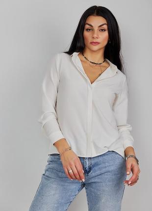 Блуза жіноча класична, батал, молочна6 фото