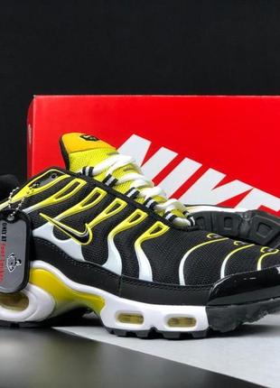 Nike air max plus tn черные с желтым мужские кроссовки найк удобные1 фото