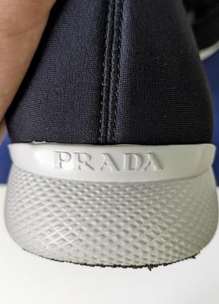 ❗️❗️❗️кроссовки prada navy blue neoprene multicolor logo strap slip-on sneakers 41 г. оригинал7 фото