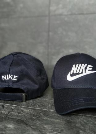 Мужская кепка nike темно синяя с белым логотипом купить бейсболку найк3 фото