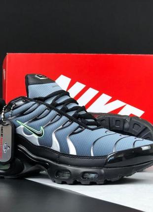 Кросівки чорні з блакитним найк чоловічі nike air max plus tn  чорні з блакитним5 фото