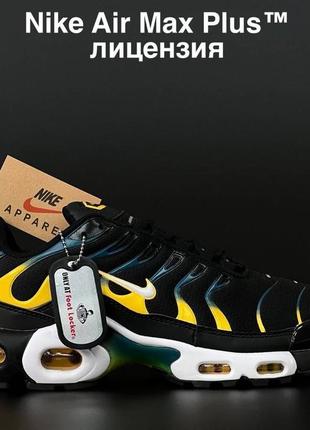 Nike air max plus tn черные с желтым\синие мужские кроссовки найк4 фото