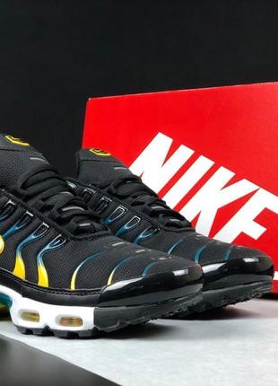 Nike air max plus tn черные с желтым\синие мужские кроссовки найк6 фото