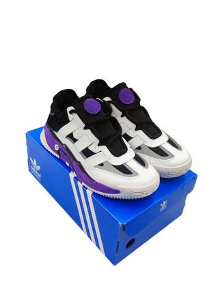 Чоловічі кросівки adidas niteball білі з фіолетовим