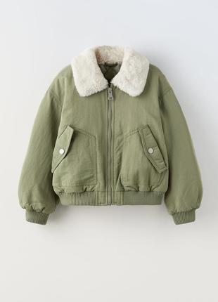 Zara курточка бомбер хаки для девочки размеры 120/152/164