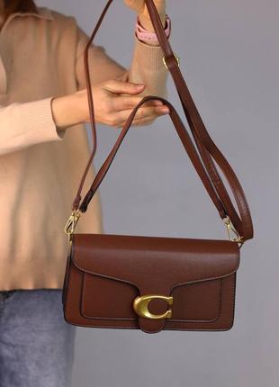 Шикарная женская сумка, в красивом коричневом цвете.  coach tabby  люкс на плече4 фото